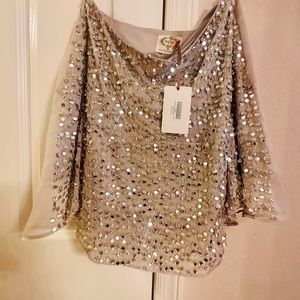 JOYFOLIE Women’s embellished skirt size L Beige NWT